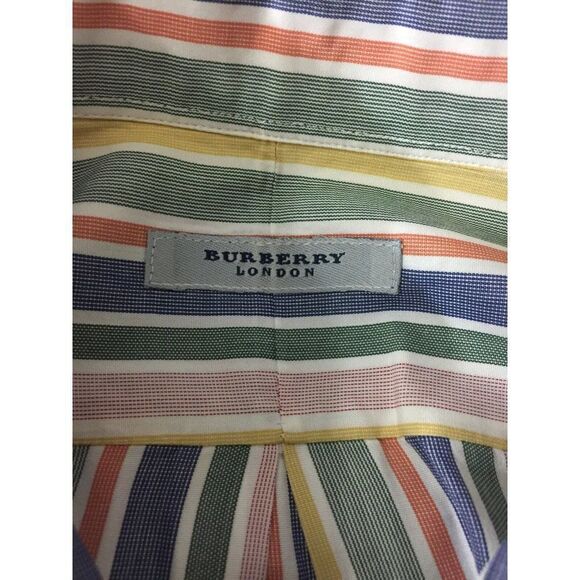 Burberry London Neiman Marcus Men's Dress‎ Shirt Pink White Striped Size Large - Picture 5 of 7